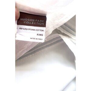 Hudson Park King GRAND HOTEL Flat Sheet Wht Blue Made in Italy Italian Percale